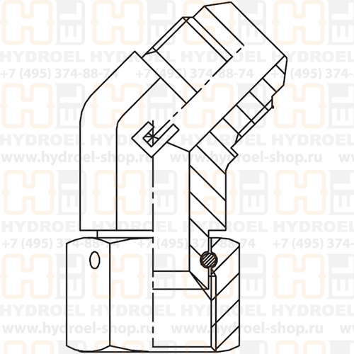 JIC3/4"(Ш)-JIC3/4"(Г) уголок 45° с гайкой 204104.3